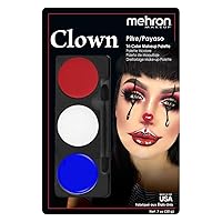 Makeup Tri-Color Character Makeup Palette | Halloween, Special Effects and Theater Cream Makeup FX Palette | Face Paint Makeup .7 oz (20 g) (CLOWN)