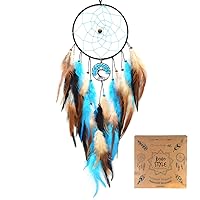 Blue Tree of Life Dream Catchers for Bedroom Adult Boho Big Dream Catcher for Boys Girls with Crystal Turquoise Hanging Ornament and Feathers Blessing Gifts(NO.33)