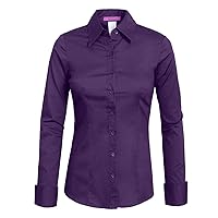 NE PEOPLE Womens Basic Solid Work Office Tailored Long Sleeve Button Down Daily Shirt (S-3XL)