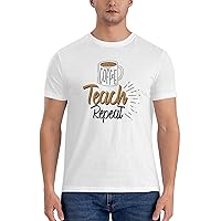 Men's Cotton T-Shirt Tees, Wake Up Teach Kids Be Awesome Graphic Fashion Short Sleeve Tee S-6XL