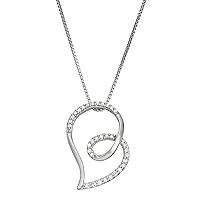 Mother's Day Gift For Her 1/6 CTTW White Diamond Looped Heart Pendant Neclace Crafted in Rose Gold Plated Sterling Silver with 18