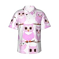 Cute owl Hawaiian Shirts for Men, Print Summer Beach Casual Short Sleeve Button Down Shirts,Summer Beach Dress Shirts
