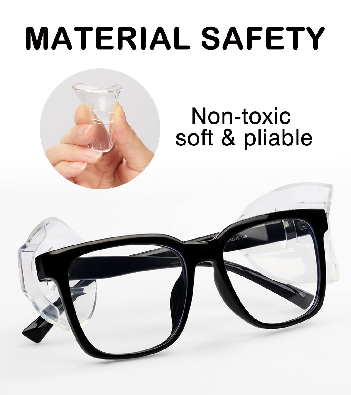 Side Shields for Prescription Glasses Side Shields for Eye Protection, Easily Slip On Side Shields Eyeglasses, Fits Most Size Glasses (2 Pairs)