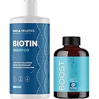 Biotin Shampoo and Hair Growth Oil Set - Vegan Sulfate Free Shampoo with Biotin and Biotin Hair Oil Set for Dry Damaged Hair and Growth with Black Castor and Rosemary Oil for Hair Growth Support