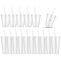 15 Pack Plastic Tumblers with lids and Straw, 24 oz Reusable Cups with Lids and Straws for Adults and 16 oz Kids Tumblers Plastic Party Favor Cups with Lids Travel Mug Cups for Parties Birthdays