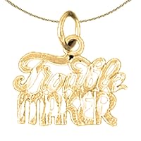 Jewels Obsession Silver Saying Necklace | 14K Yellow Gold-plated 925 Silver Trouble Maker Saying Pendant with 18