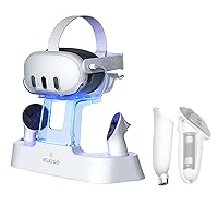 NexiGo Charging Dock for Oculus Quest 3 and 2 with LED Light [On/Off], [Support Elite Strap with Battery], Headset Display Holder and Controller Mount, 2 Rechargeable Batteries