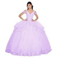 Women's Off Shoulder Quinceanera Dress Lace Beaded Prom Dress Princess Gowns