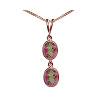 Beautiful Jewellery Company BJC® 9ct Rose Gold Natural Mystic Topaz Double Drop Oval Gemstone Pendant 3.00ct & 9ct Rose Gold Curb Necklace Chain