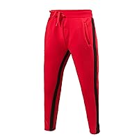 Men's Color Block Cargo Pants Outdoor Straight Fitness Trousers Drawstring Elastic Waist Long Pants with Pockets