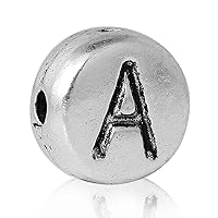 Ankom Doreen Box Spacer Beads Round Silver Color Letter 
