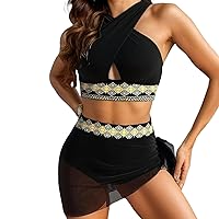 SNKSDGM Bikini Sets for Women Strappy Plunge Bathing Suit Swimwear Push up Padded with Bottoms 2 Pieces Swimsuit