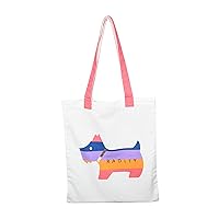 RADLEY Heritage Dog Stripe Canvas tote shopper bag in cream with a Rainbow Dog