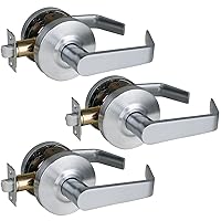 Heavy Duty Commercial Passage Door Lever Handle Set UL Listed and 3 Hour Fire Rated Key-Less Hall & Closet Door Lever Satin Chrome 26D Finish,GRD2-72PS-3P