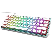 NT61 60% Mechanical Gaming Keyboard Full RGB Backlit PBT Pudding keycaps 61key Ultra-Compact Wired Keyboard Programmable for PC/Mac Gamers,Hot-Swappable Mechanical Brown Switch-White Keyboard