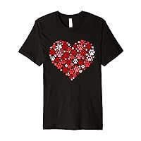Cute Paw Print Heart Funny Dog Cat Love Valentines Day Premium T-Shirt