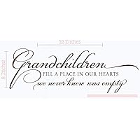 Grandchildren Fill Place in Our Hearts Family Wall Stickers Decals Vinyl Letters Home Decor Quote 23x8-Inch Chocolate Brown