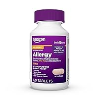 Amazon Basic Care All Day Allergy Relief, Fexofenadine Hydrochloride Tablets, 180 mg, Antihistamine, Non-Drowsy, 24-Hour Relief, 150 Count