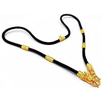 Black Rope Link Dragon Chain 22k 23k 24k Thai Baht Yellow Gold GP Necklace 26 Inch Jewelry Men's, Women From Thailand