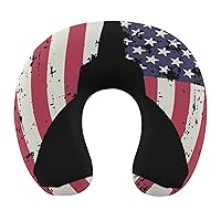 Patriotic F-22 Raptor Fighter Jet American Flag Neck Pillows for Sleeping Travel U Shape Memory Foam Pillows Neck and Head Support Portable Headrest