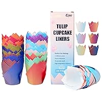 Tulip Cupcake Liners 180 Pcs Muffins Parchment Paper Tulip Muffin Liners for baking 6 Different Gradient Color Cupcake Wrapper (Pink Cupcake Liners)
