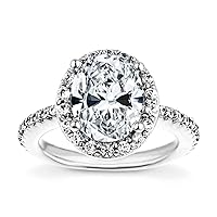 Bright Diamond 1.50 Carats Oval Cut Cubic Zirconia CZ Engagement Rings White Gold Plated Sterling Silver