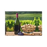 Wine Bottle Corks Grapes Dining Table Placemats Set of 6 - Extra Large, Washable, and Heat-Resistant 12 X 18-Inch Table Mats