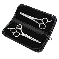 Hair Cutting Scissors Thinning Shears- Professional Barber Sharp Hair Scissors Hairdressing Shears Kit in Leather Case for Cutting Styling Hair for Women Men Pet- 2 Pcs