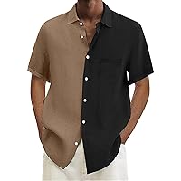 Mens Hawaiian Polo Lightweight Tshirts Shirts Men Short Sleeve Plaid Button Up Shirts for Men Mens Short Sleeve Shirts