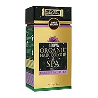 100% Organic Hair Color Dark Brown with Spa - (100g + 10ml)