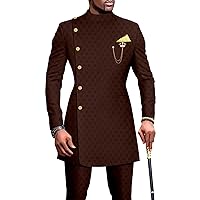 African Suits for Men 2 Piece Set Single Breasted Blazer Jacket Pants Dashiki Ankara Slim Fit for Wedding