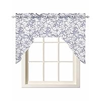 Purple Botanical Kitchen Curtains Swag Valance for Windows/Bathroom/Cafe, Rod Pocket Drape Panel Swag Curtains Valance for Bedroom/Living Room 55''x36'' Spring Floral Pastoral Summer Flowers