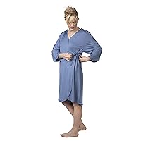 Comfy Hospital Gowns for Women with Snap Sleeves, Chemo Shirt for Port Access, Mastectomy Robe with Pockets
