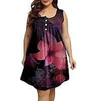 XJYIOEWT Chiffon Black Dresses for Women Formal,Women Summer Casual V Neck Button Decoration Plus Size Dress Butterfly F