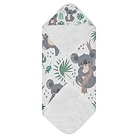 Koalas Cute Bears Tropical Leaves Baby Bath Towel Girl Hooded Baby Towel Super Soft Bathrobe Blanket 4 Layers Toddlers Shower Gifts for Boys Girls, 30x30 Inch