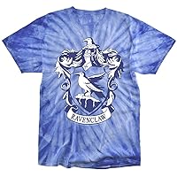 Harry Potter Ravenclaw Crest Tie Dye Adult Unisex T Shirt (Large) Royal Monochrome
