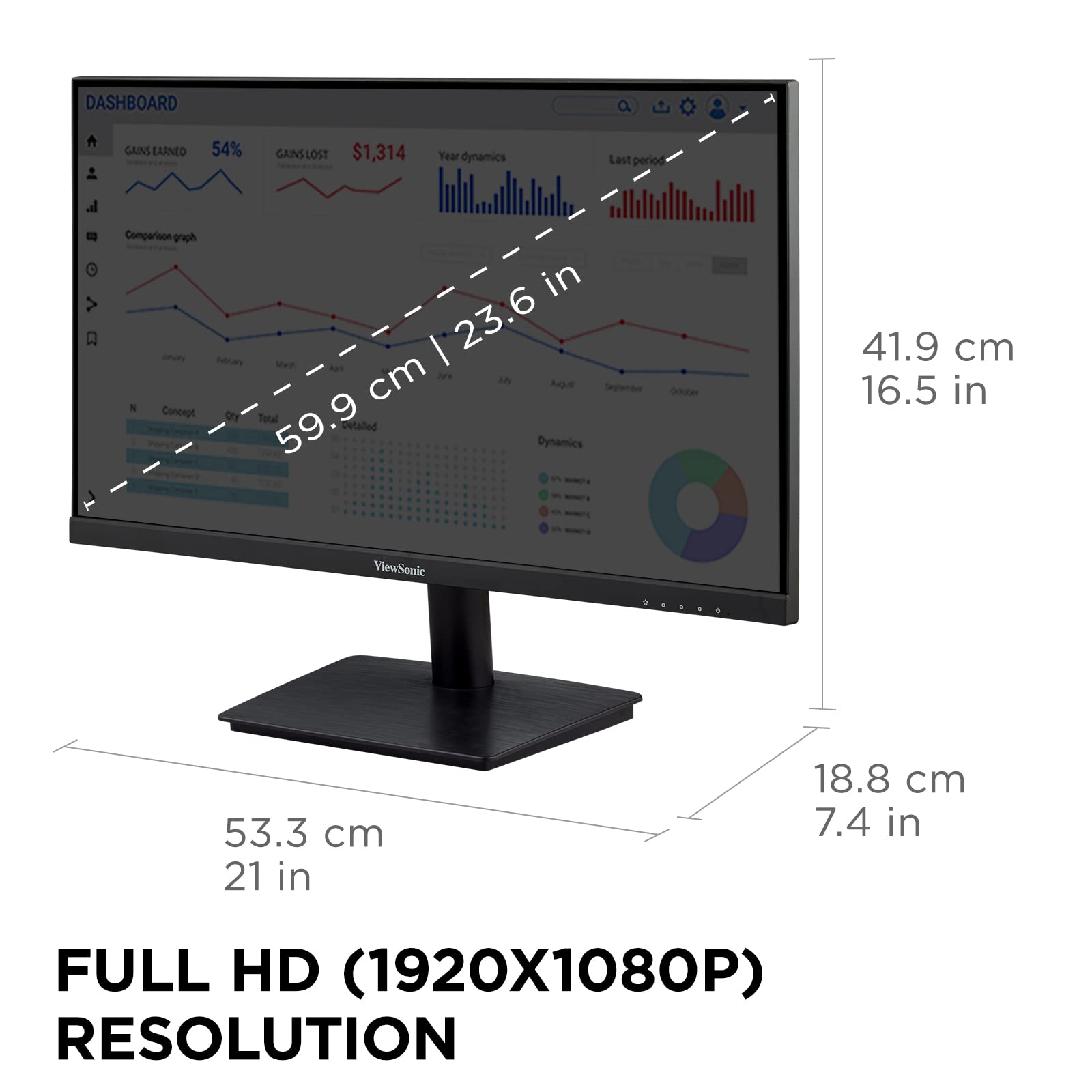 ViewSonic VA2409M 24 Inch Monitor 1080p IPS Panel with Adaptive Sync, Thin Bezels, HDMI, VGA, and Eye Care