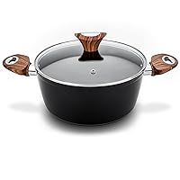 Phantom Chef 4.4 QT Casserole | Stockpot | Aluminum Body Non-Stick Ceramic Coating | With Soft Touch Stay Cool Handle | Dishwasher Safe | Non-Toxic PFOA & PTFE Free Pan | Color Black