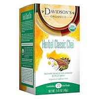 Davidson's Organics, Herbal Classic Chai, 25-count Tea Bags, Pack of 6