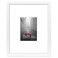 Americanflat 11x14 Picture Frame in White - Use as 5x7 Frame with Mat or 11x14 Frame without Mat - Engineered Wood with Shatter Resistant Glass, and Includes Hanging Hardware for Wall