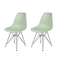 GIA Contemporary Armless Dining Chair with Chrome Metal Legs, Set of 2, Green