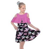 PattyCandy Girl's Fashion Cute Animals & Wonderland Print Kids Shoulder Cutout Chiffon Dress Size 2-16