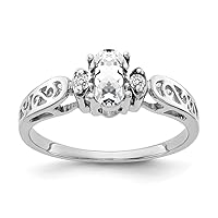 Solid 14k White Gold 6x4mm Oval Cubic Zirconia CZ VS Diamond Anniversary Ring Band