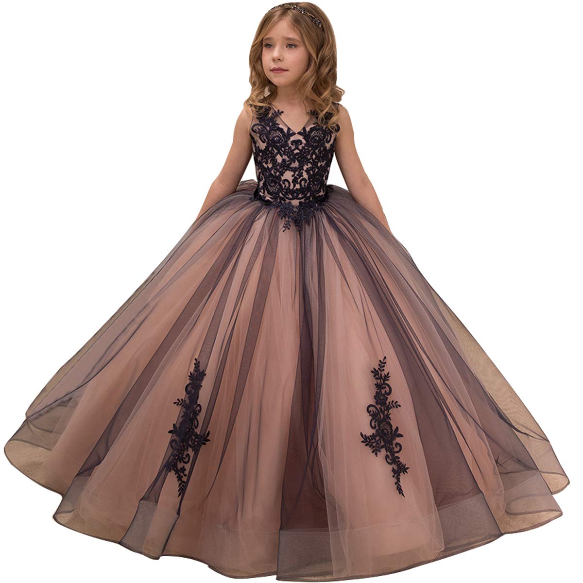 Communion Ball Gowns Long Sleeves Lace Champagne Vintage Princess Dres –  Avadress