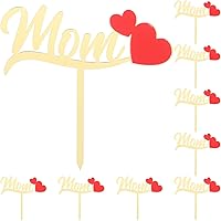 Unomor 10pcs Mothers Day Themed Cupcake Toppers Acrylic Cupcake Inserts Dessert Decors for Mothers Day Party Decorations