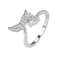 Western Rings for Women Fishtail Heart Zircon Ring For Women Fashion Jewelry Popular Accessories For Wife