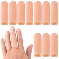 ANCIRS 10pcs Gel Finger Support Protector Caps Gloves, Gel Finger Cots/Covers, Silicone Fingertips for Hands Cracking, Eczema Skin, Trigger Finger Arthritis Pain Relief (Large)