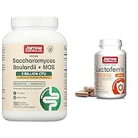 Jarrow Formulas Saccharomyces Boulardii Probiotics + MOS 5 Billion CFU Probiotic Yeast Formulas Lactoferrin 250 mg - Immune-Supporting Glycoprotein