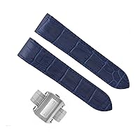 Ewatchparts 24.5MM LEATHER STRAP DEPLOYMENT COMPATIBLE WITH CARTIER SANTOS 100 CHRONO XL + CLASP BLUE