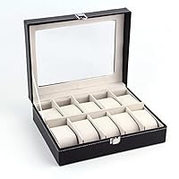 gt1-zj 10 Compartments High-grade Leather Watch Collection Storage Box Black
